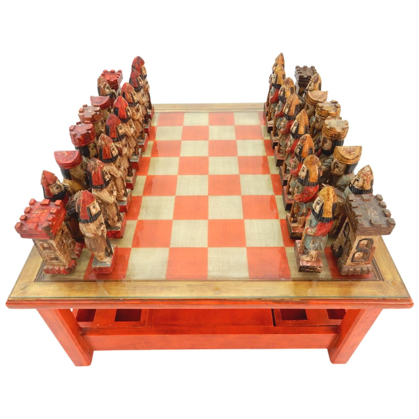 1950s Italian Large Sculpture Chess Coffee Table