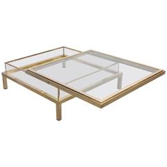 Maison Jansen Sliding Top Coffee Table Complete in Brass