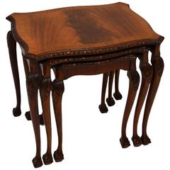 Antique Queen Anne Style Mahogany Nest of Tables