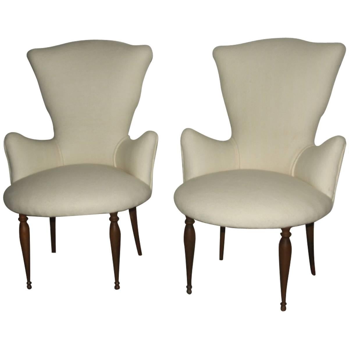 Pair of Small Armchairs of 1950s, Italian Design