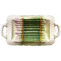 Barbotine Majolica French Faience Asparagus Plate