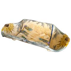 French Barbotine Majolica Faience Asparagus Serving Platter