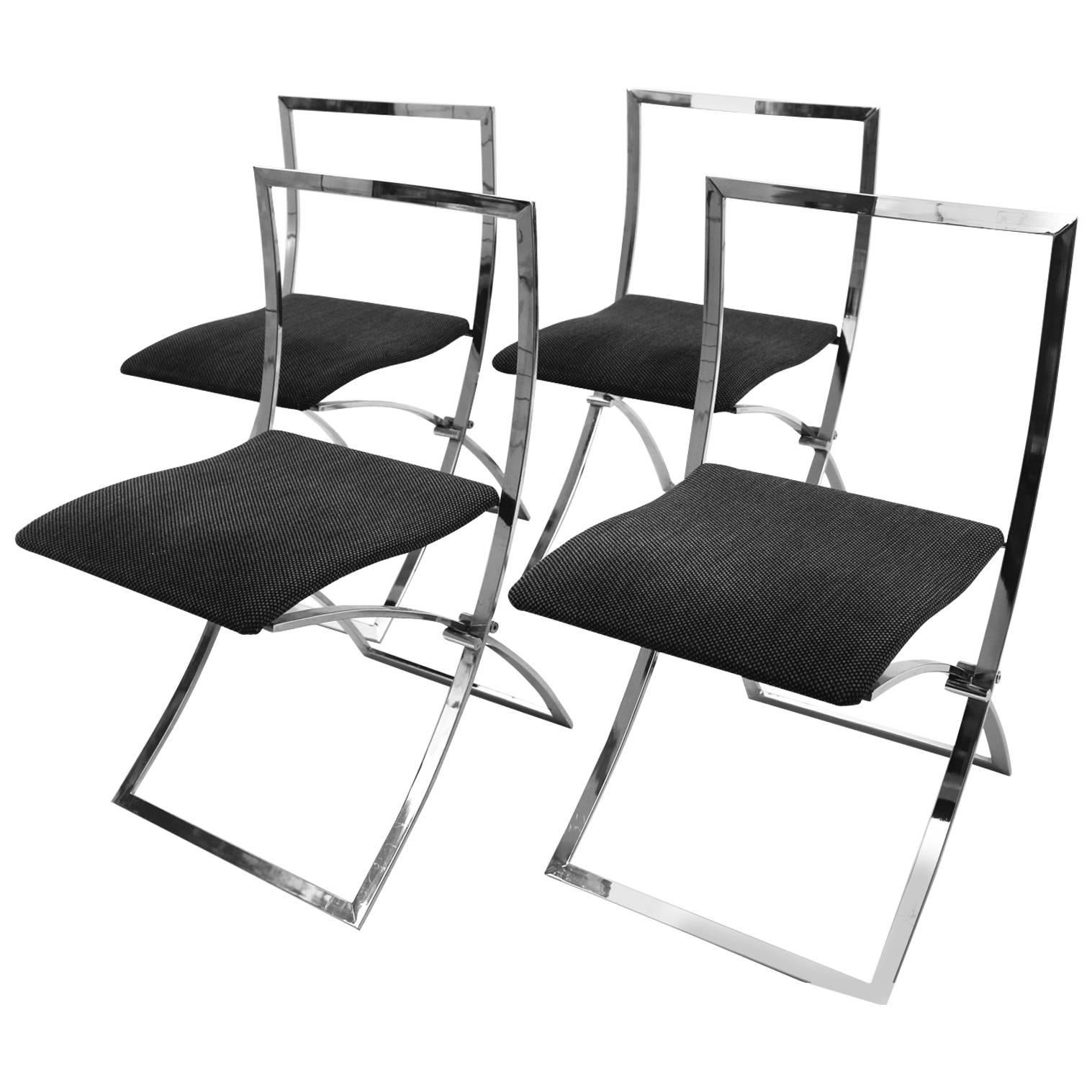Mid Century Modern Chromed Foldable Vintage Chairs by Marcello Cuneo 1970 Italy