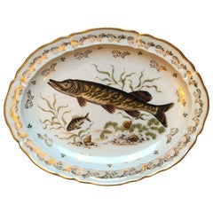 Limoges Gold and Porcelain Fish Set, 7 pieces, France