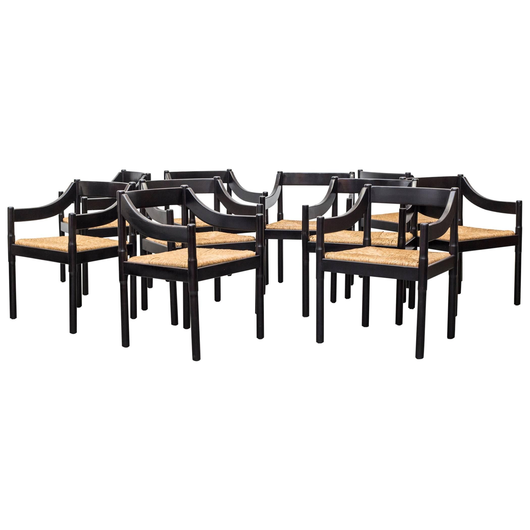Set of Ten Vico Magistretti Chairs for Cassina Carimate