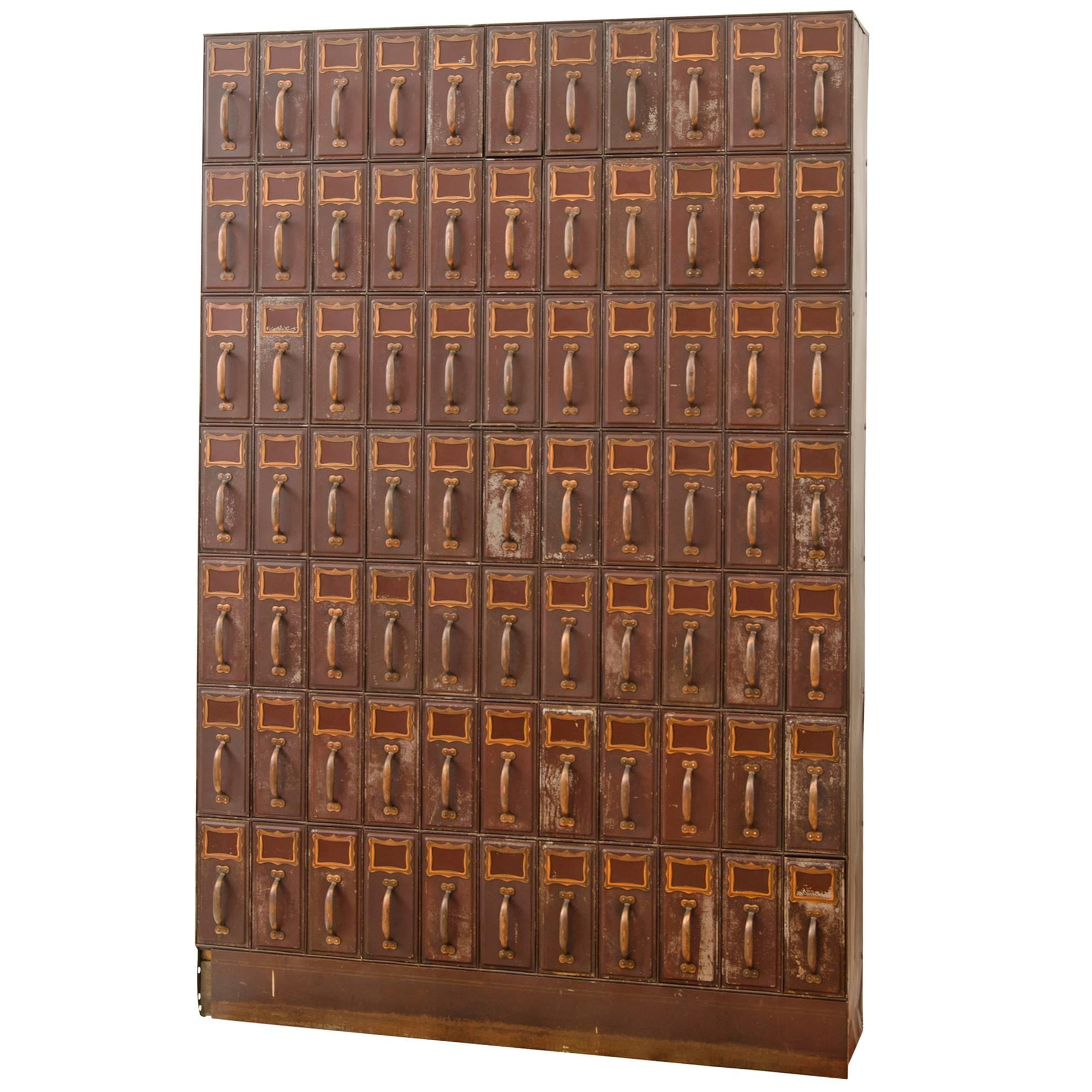 77-Drawer Filing Cabinet, circa 1920s For Sale
