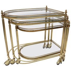Set of Three Brass Nesting Tables in the Style of Maison Jansen, Italy, 1960s