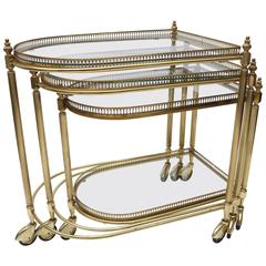 Set of Three Brass Nesting Tables in the Style of Maison Jansen, Italy, 1960s 2