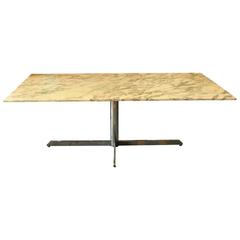Mid-Century Conference or Dining Table with Marble Top
