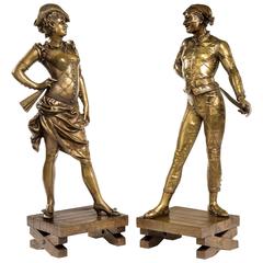 Bronze Figures of Harlequin and Columbine
