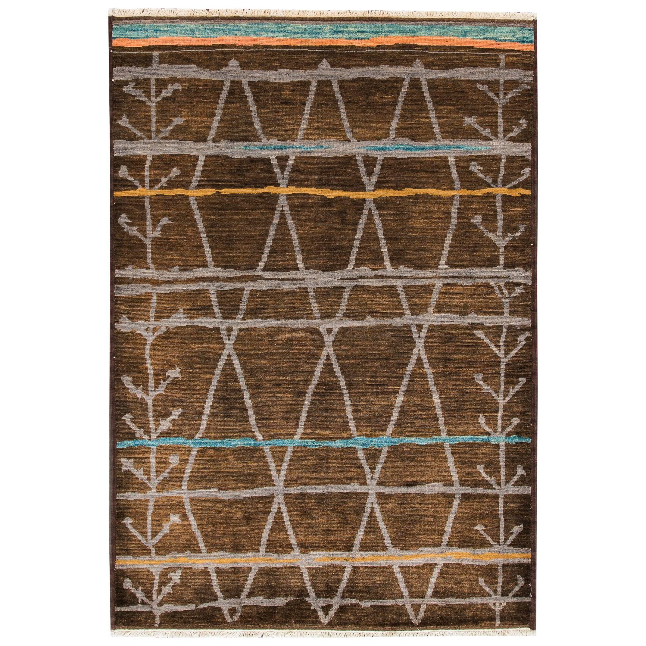 Modern Brown Moroccan Style Rug For Sale at 1stDibs