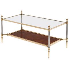 French Vintage Chrome and Brass Coffee Table by Maison Baguès