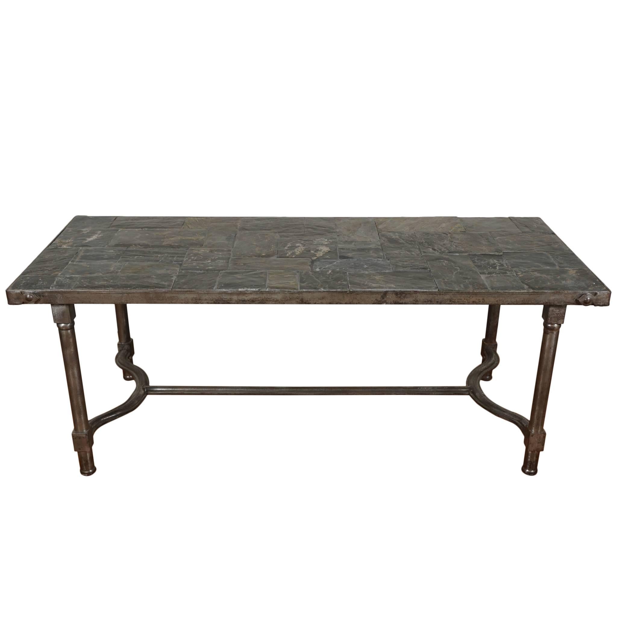 Low Metal Cocktail Table in the manner of Jacques Adnet For Sale