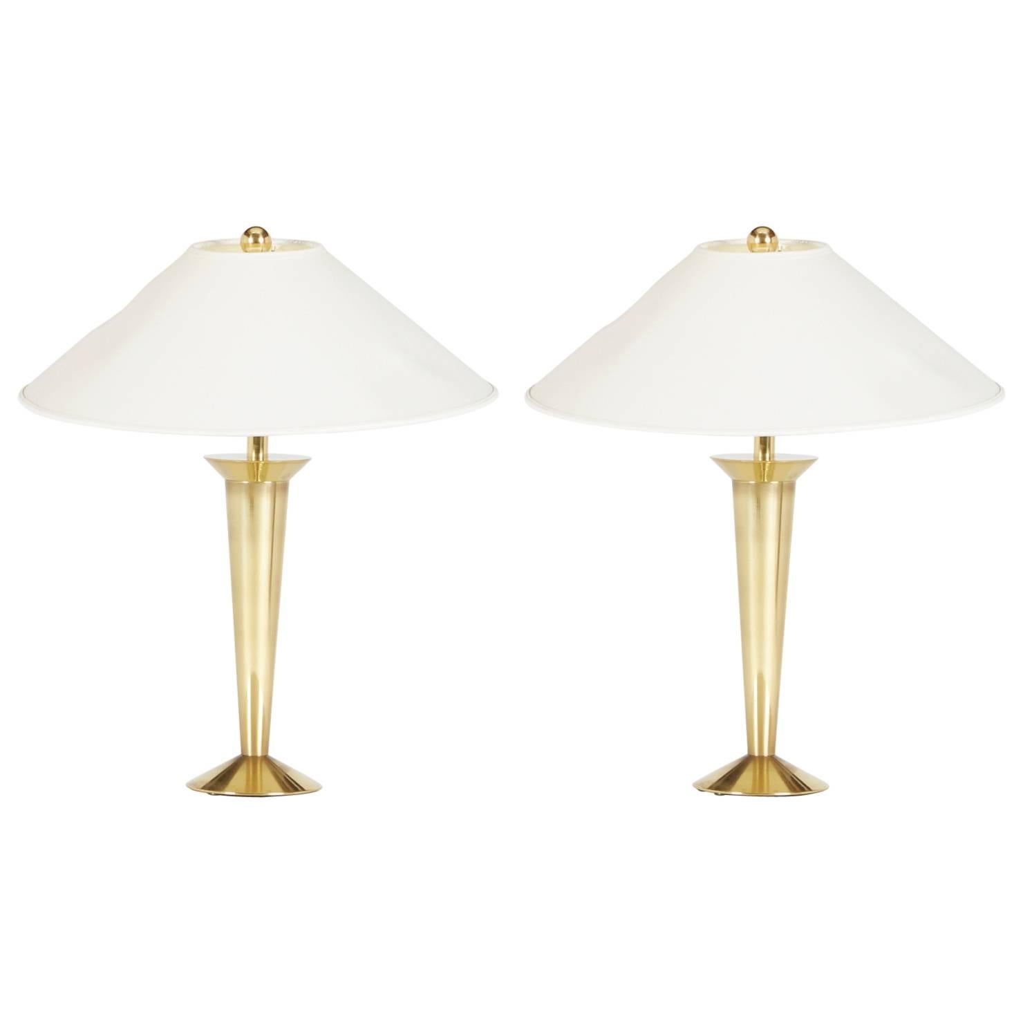 Art Deco Brass Stiffel Table Lamps, Pair, circa 1950