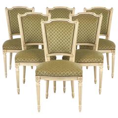 Set of Antique French Louis XVI Style Sage Green Dining Chairs 11