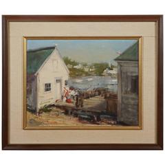 Untitled, Dock Scene with Shacks