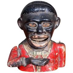 American Jolly N Figural Painted & Cast Iron Mechanical Bank, Circa 1900 1