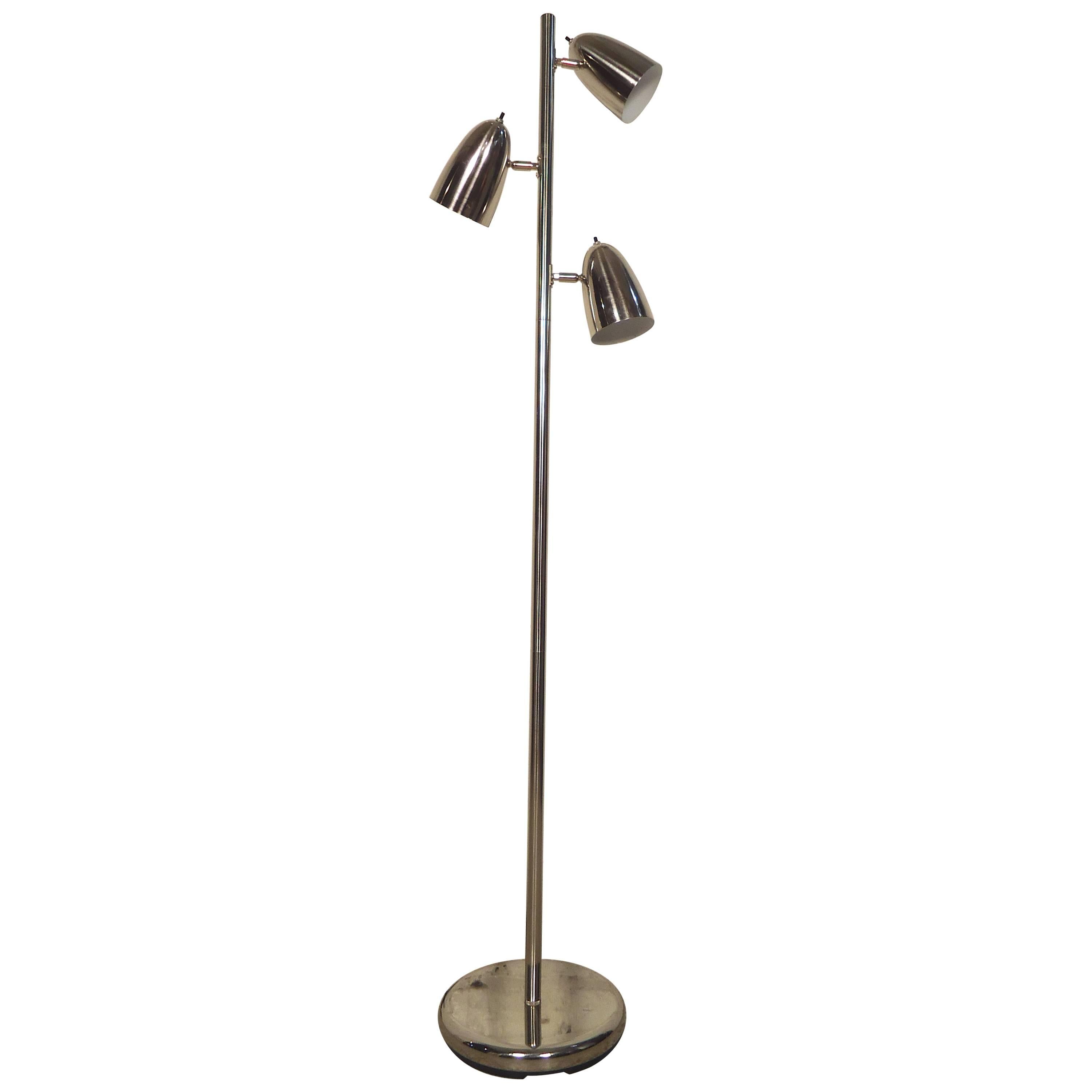 Sleek Modern Three-Light Chrome Lamp