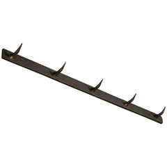 Hand-Forged Black Iron Pot Rack with Five Hooks from Butcher Shop