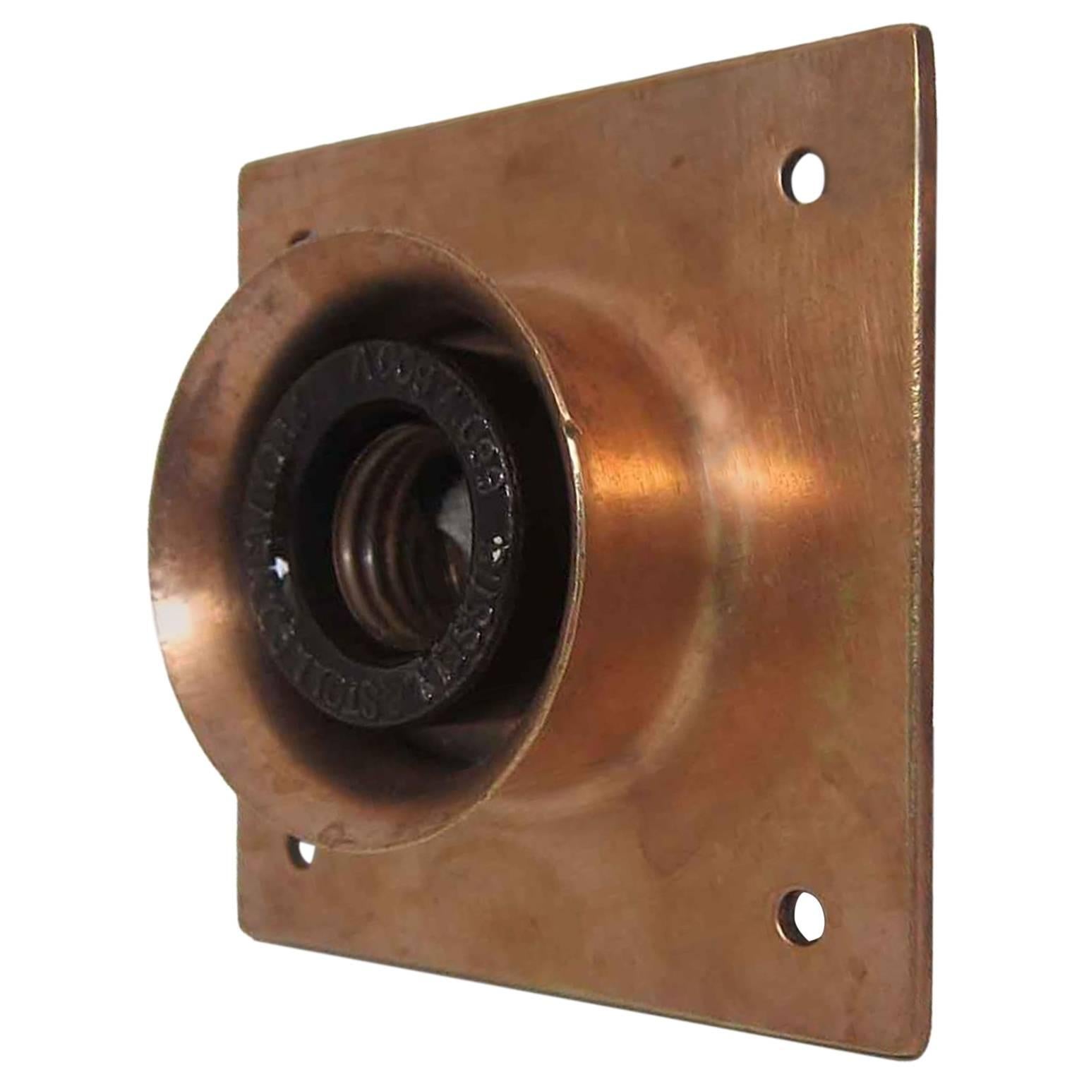 1920s NY Copper Brass Single Subway Flush Mount Light