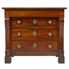 Antique French Restauration Period Walnut Chest of Drawers