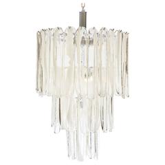 Murano Crystal and Opaline Glass Tiered Chandelier 4