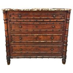 French Faux Bamboo Chest of Drawers, circa 1880-1890