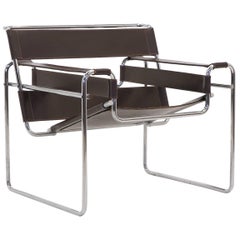 Early Original Knoll Gavina Wassily Chair by Marcel Breuer in Brown Leather