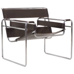 Früher Original Knoll Gavina Wassily Stuhl von Marcel Breuer in braunem Leder