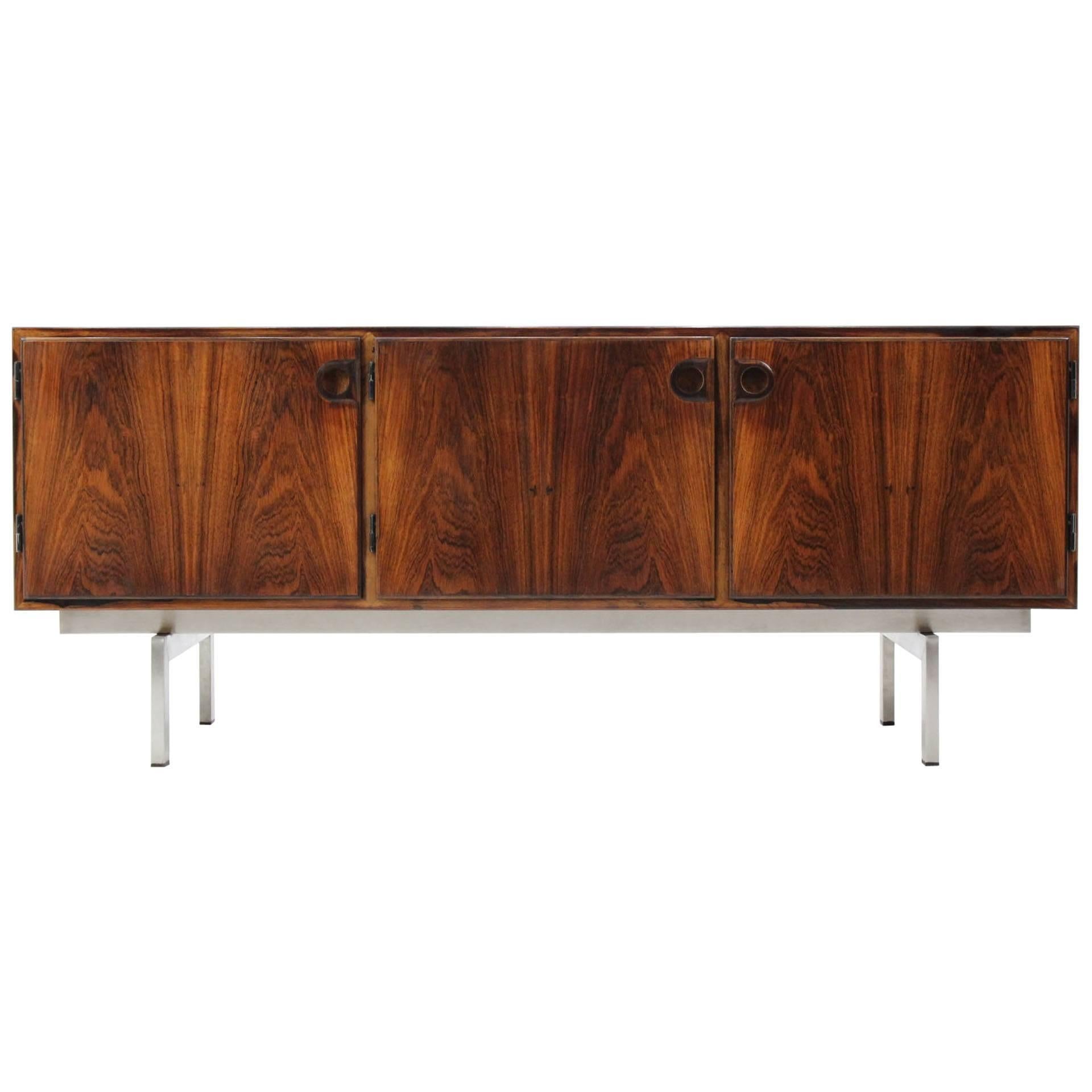 Svend Ellekjær Palisander Sideboard on Inox Steel Base, 1960