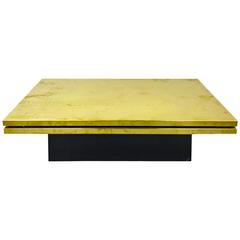 Etched Brass Coffee Table with Wave and Circle Design