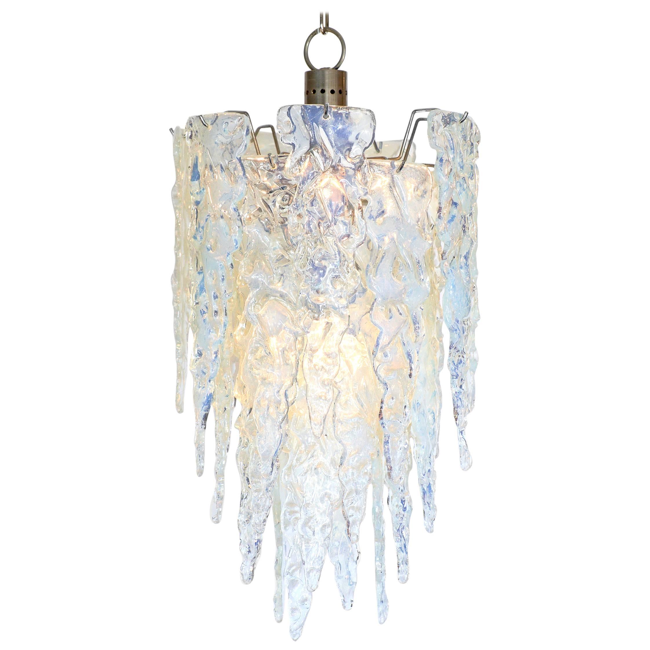 Vintage Iridescent Murano Glass Chandelier For Sale