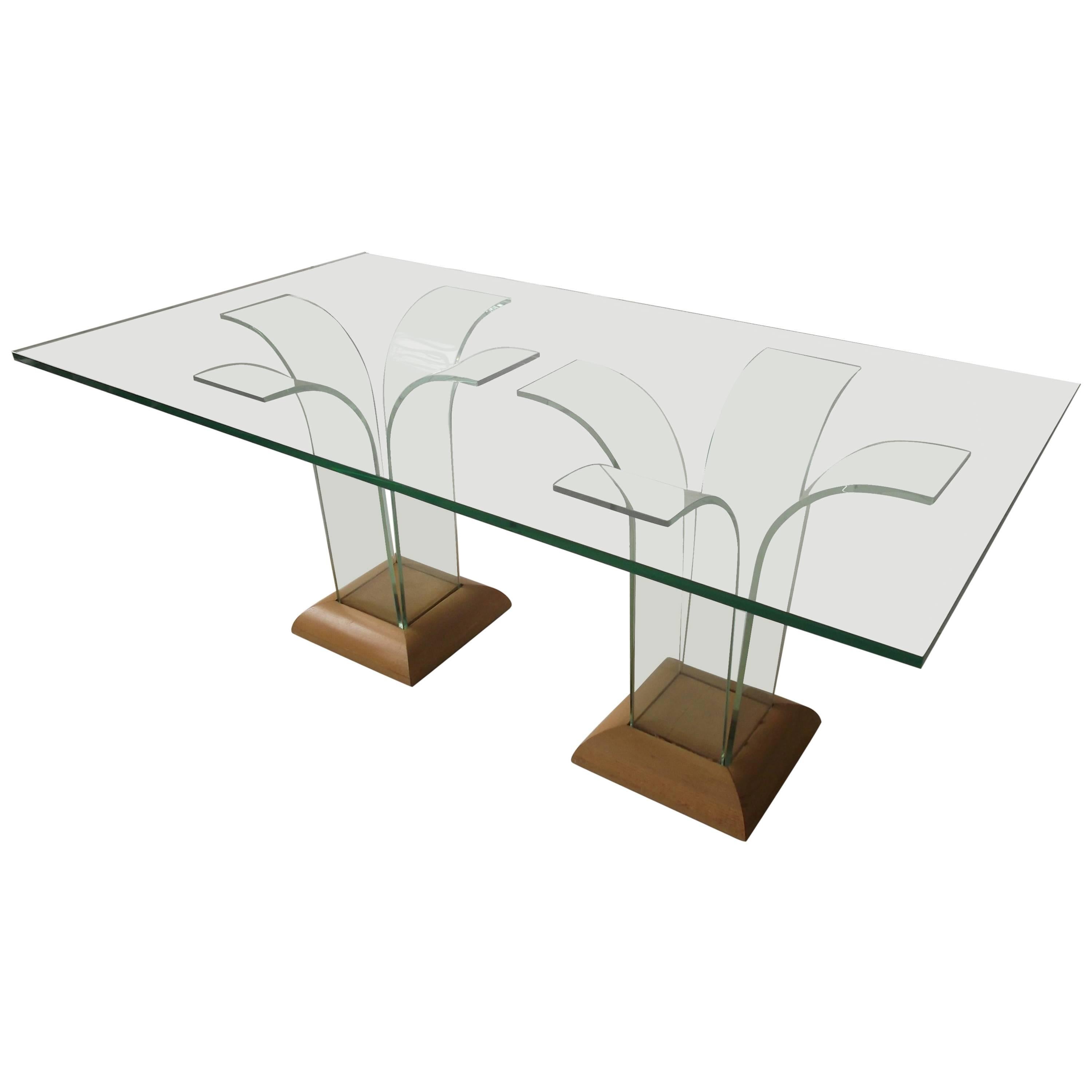 1940 Art Deco Bent Glass Dining Table by Ben Mildwoff for Modernage