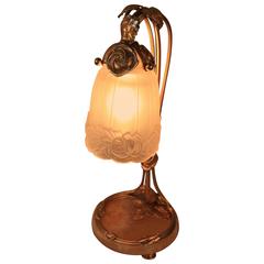 Early 20th Century Bronze and Glass Table Lamp