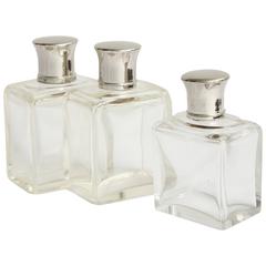Early 20th Century Set of Three Crystal Toiletry Bottles