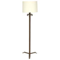Textured Iron Standing Lamp on Tripod Base, France, circa 1940