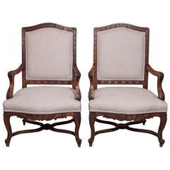 Pair of Antique French Walnut Fauteuils 3
