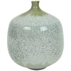 Midcentury Porcelain Vase with Micro Crystalline and Flambe Glaze, Signed