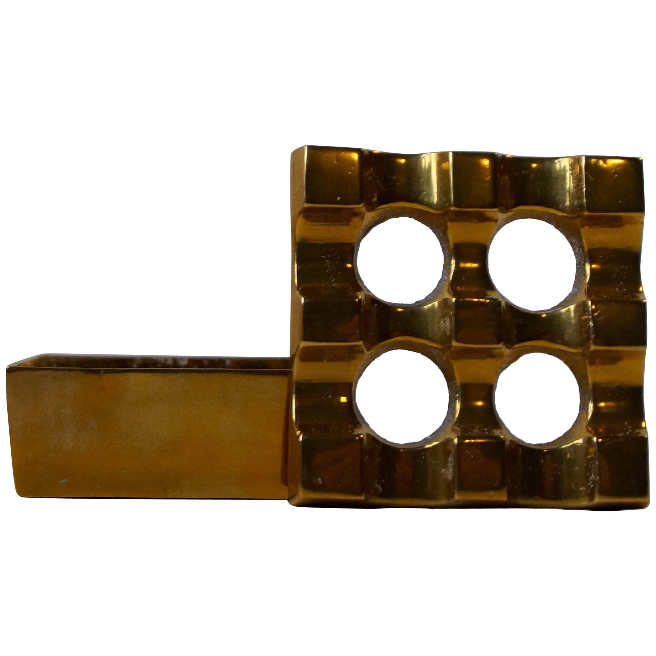 Cubist Brass Ashtray Designed by Bäckström & Ljungberg, Beck & Jung, Sweden