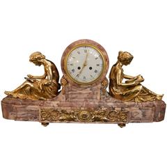 19th Century Gilt Bronze Ormolu and Marble Clock