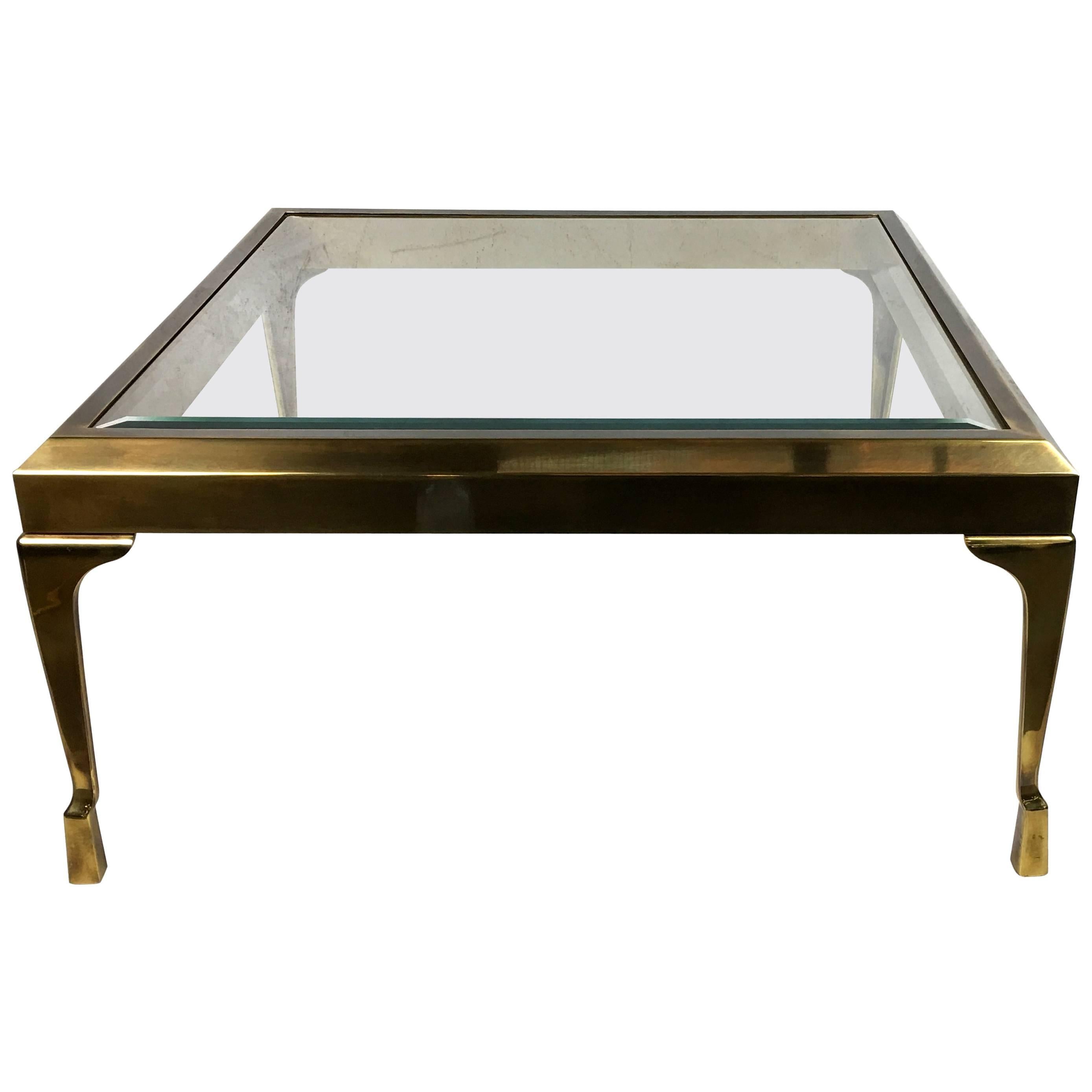 Rare and Refined Brass Coffee Table by Mastercraft For Sale