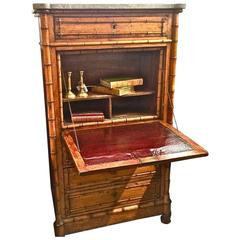 19th Century French Faux Bamboo Secretaire a Abattant