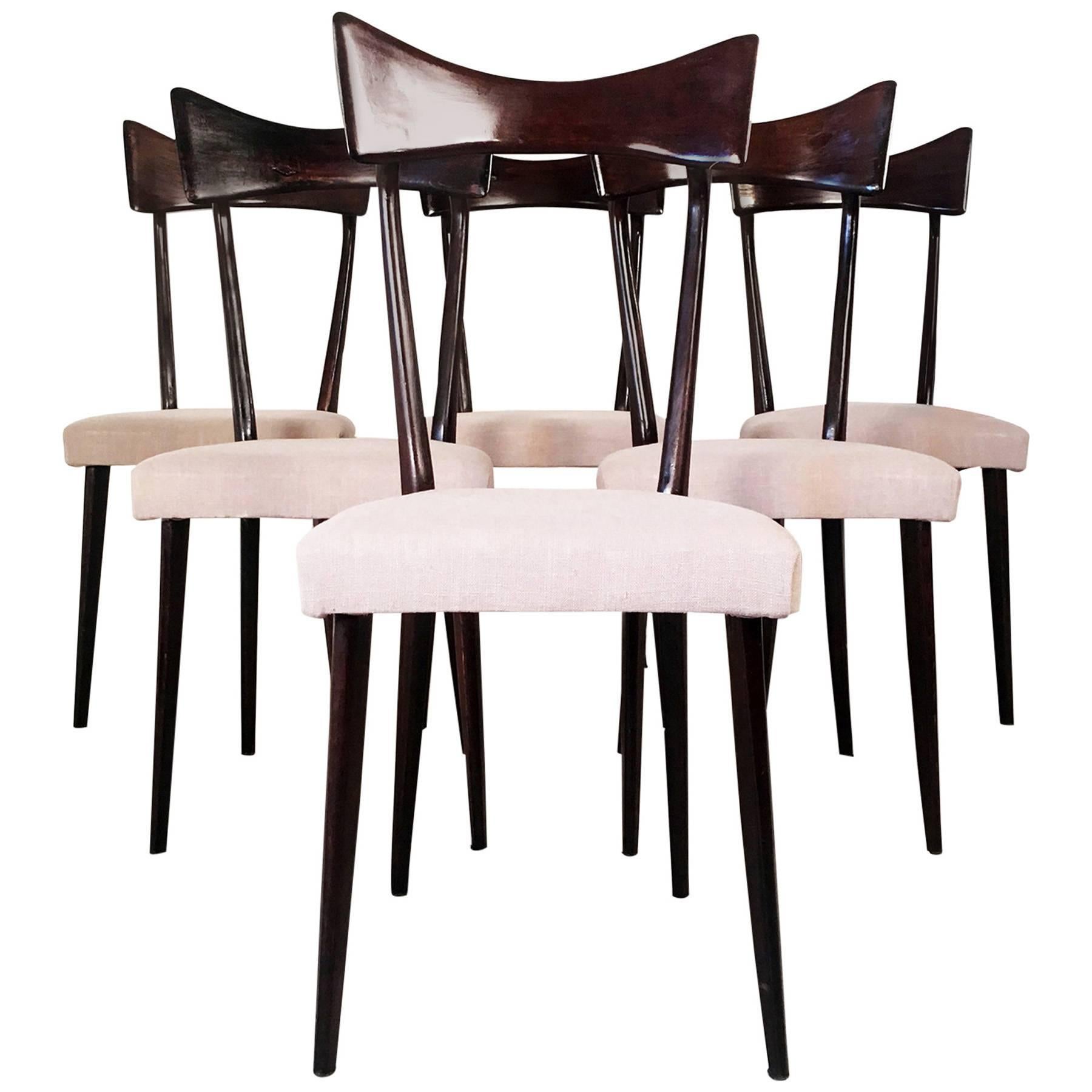 Set of Italian Modernist Chairs in the Manner of Ico Parisi For Sale