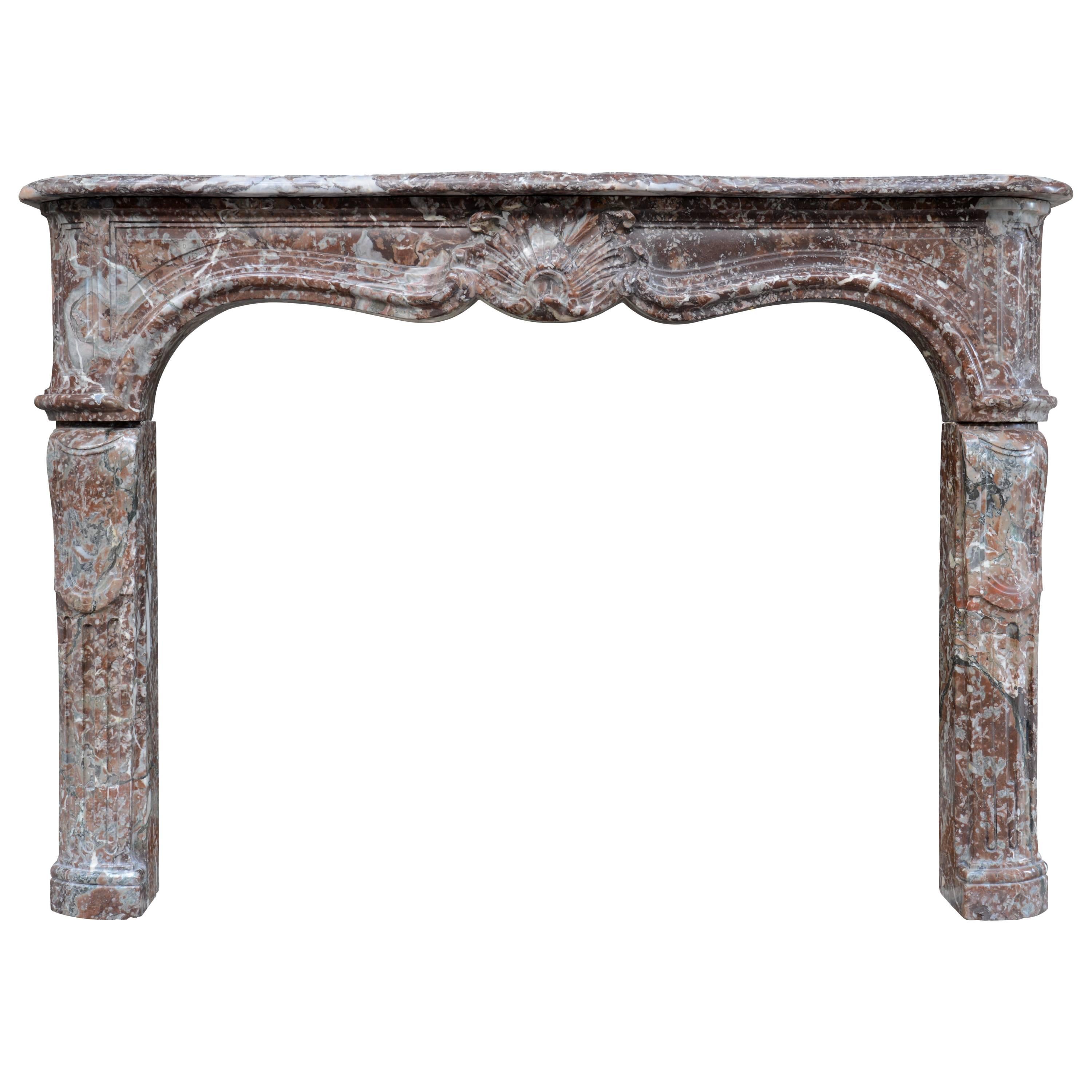 French Louis XV Belgium Rance Marble Fireplace, 18th Century For Sale