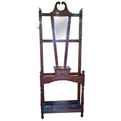 Edwardian Walnut Art Nouveau Hall Stand