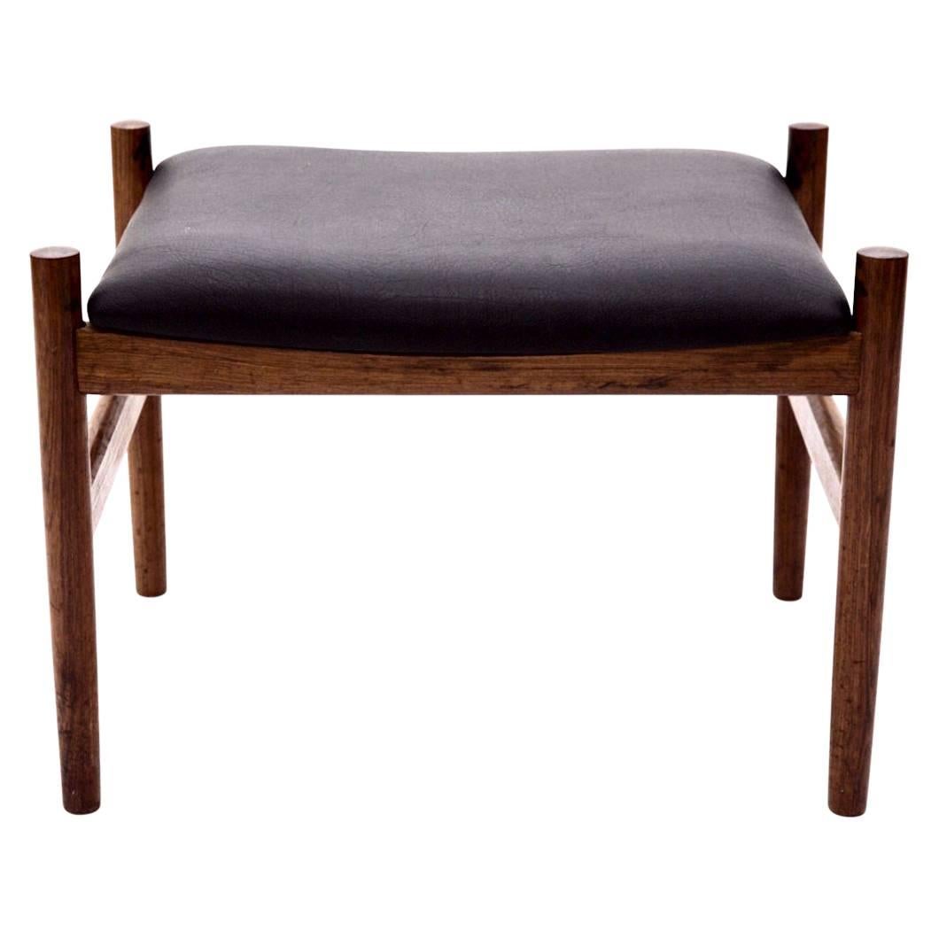 Danish Rosewood Stool with Black Leather For Sale