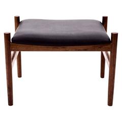 Danish Rosewood Stool with Black Leather