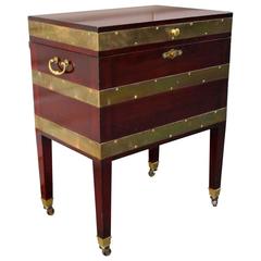 Early 20th Century English Campaign Mahogany Cellarette on Stand 1