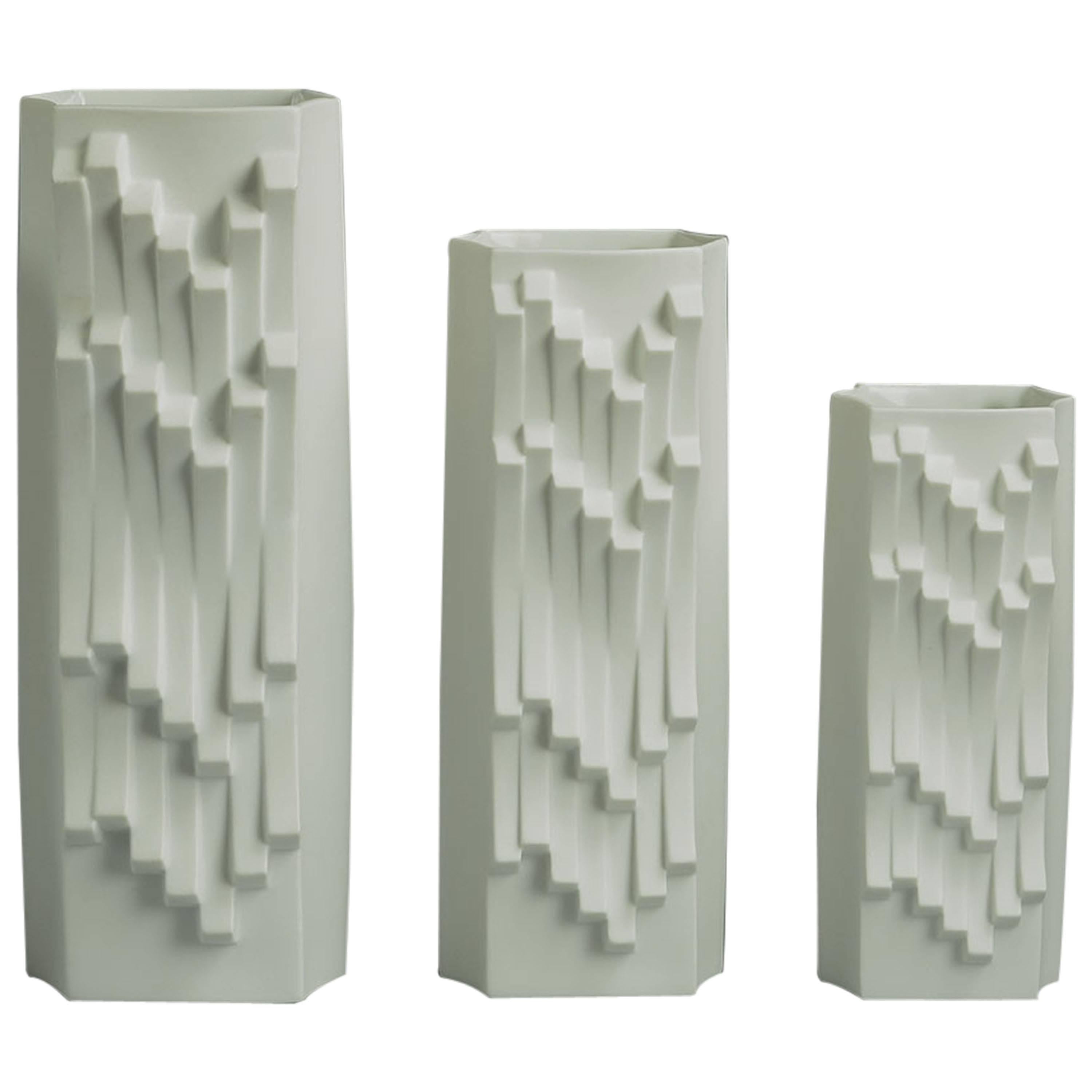 Three Op-Art Vases by Lorenz Hutschenreuther, Germany, 1960s For Sale