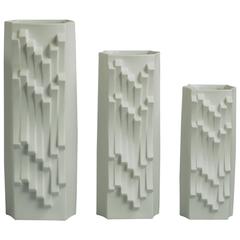 Three Op-Art Vases by Lorenz Hutschenreuther, Germany, 1960s